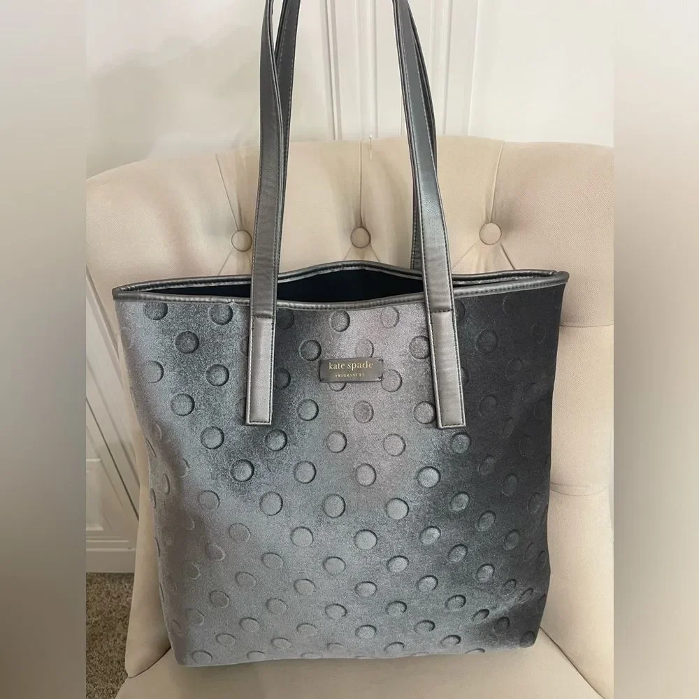 Kate Spade Fragrances Polka Dot Shopper's Tote Gray Velvet